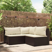 Gartenm&ouml;belset 3-teilig Mit Braunen Kissen Aus Geflochtener Rattan