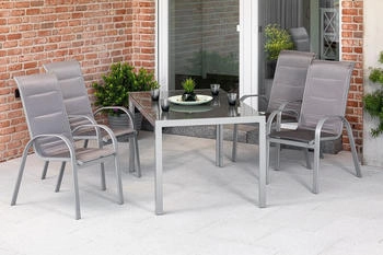 Merxx Amalfi di Lusso 5tlg. Aluminiumgestell mit Textilbespannung diamantbraun 50331-330