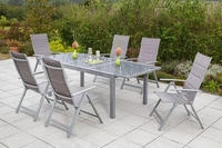Merxx Taviano Set 7tlg., 6 Klappsessel, 1 Tisch 160 (220) x 90 cm,