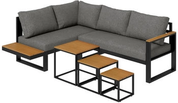 Outsunny Gartenm&ouml;bel-Set mit seitlichem Tisch und 3 seperaten Beistelltischen 148 x 61 x 71,5 cm grau
