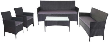 MCW 3-2-1-1 Poly-Rattan Garten-Garnitur Hamar anthrazit/anthrazit