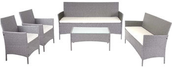 MCW 3-2-1-1 Poly-Rattan Garten-Garnitur Hamar grau/creme