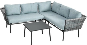 Outsunny Rattan Gartenm&ouml;bel-Set mit einem Beistelltisch und Sitzkissen 120 x 71 x 65 cm grau