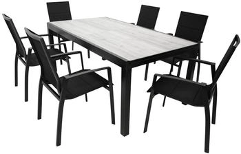 DEGAMO FARO 7-teilig Aluminium/Kunstgewebe schwarz