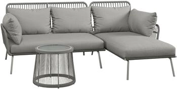Outsunny Gartenm&ouml;bel-Set mit Ecksofa und rundem Beistelltisch 125 x 77 x 82 cm grau