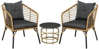 Rattan Gartenm&ouml;bel-set, 3-tlg. Sitzgruppe, Inkl. Couchtisch Und 2 St&uuml;hle,