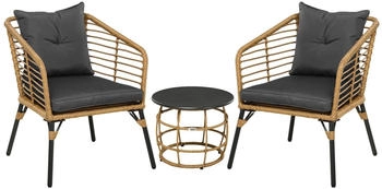 Outsunny Rattan Gartenmöbel-Set mit Sitzkissen 62 x 65 x 78 cm schwarz natur