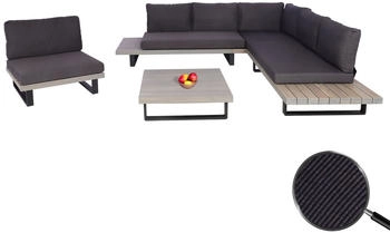 MCW MCW-H54 Lounge-Set Spun Poly Akazie Holz MVG Aluminium grau Polster dunkelgrau