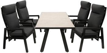 DEGAMO MANCIANO 5-teilig Aluminium dunkelgrau mit Polstern grau Tisch hellgrau
