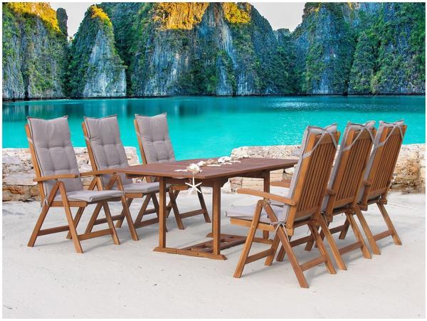 Grasekamp Garten Möbelgruppe Cuba 13tlg Sand mit ausziehbarem Tisch