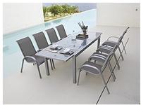 MERXX Garten-Essgruppe "Amalfi" 8x Stapelsessel, 1x Tisch 100x180-240 cm,...