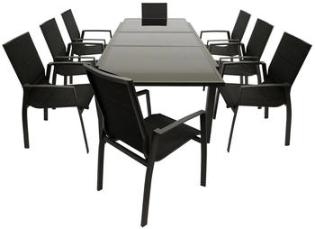 DEGAMO TORINO 9-teilig Aluminium/Kunstgewebe schwarz