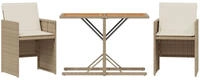 vidaXL 3-tlg. Bistro-Set mit Kissen Beige Poly Rattan