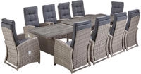 KONIFERA Garten-Essgruppe "Monaco" Set, 10x Sessel, 1xTisch 200-366x100x75,5cm, inkl.