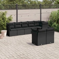 vidaXL 8-tlg. Garten-Sofagarnitur mit Kissen Hellgrau Poly Rattan