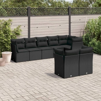 vidaXL Gartenlounge-Set 8-tlg. Garten-Sofagarnitur mit Kissen Hellgrau Poly Rattan, ( -tlg), Hellgrau (3217912)