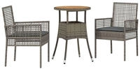 vidaXL Garten Essgruppe 3 stk. Grau Poly-Rattan