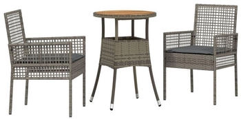 vidaXL Essm&ouml;bel Set Set aus 3 Grau Rattan, Metall (3334953)
