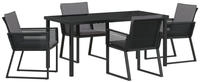 vidaXL Garten Essgruppe 5 pcs Schwarz Pulverbeschichteter Stahl