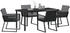 vidaXL 5-teilige Garten Esszimmer Set mit Kissen Schwarz Poly Rattan 4 Stühle und Tisch für Outdoor Terrassenmöbel Stuhl Sitz Balkon (3379320)