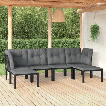vidaXL 6-tlg. Garten-Lounge-Set Schwarz und Grau Poly Rattan [ : ] (3187762)