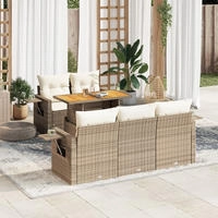 vidaXL 6-tlg. Garten-Sofagarnitur mit Kissen Schwarz Poly Rattan