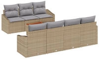 vidaXL 8-teiliges Garten-Sofa-Set mit Kissen in Beige aus Poly-Rattan