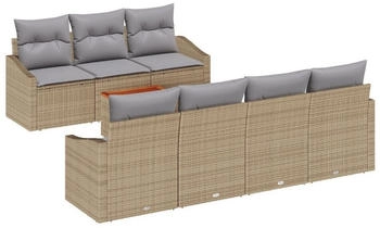 vidaXL 8-teiliges Garten-Sofa-Set mit Kissen in Beige und Grau aus Poly-Rattan, stylische und Bequeme M&ouml;bel f&uuml;r Balkon und Terrasse (3347791)
