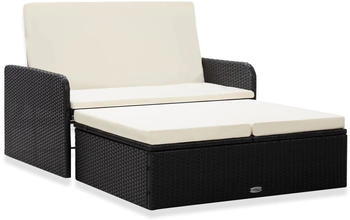 vidaXL 2-tlg. Garten-Lounge-Set mit Auflagen Poly Rattan Schwarz [ : ] (46078)