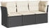 vidaXL Gartenlounge-Set, 3-tlg. Garten-Sofagarnitur mit Kissen Schwarz Poly Rattan (3217205)