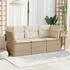 vidaXL Gartenlounge-Set, 3-tlg. Garten-Sofagarnitur mit Kissen Schwarz Poly Rattan (3217205)
