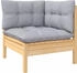 vidaXL Garten-Lounge-Set, Grau, Holz, 3-teilig, Füllung: Polyester, Loungemöbel, Loungemöbel-Sets (806663)
