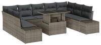 vidaXL Gartensofa-set 10 stk. Grau Poly-Rattan