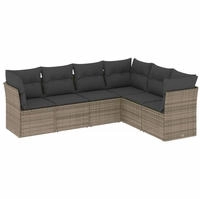 vidaXL 6-tlg. Garten-Sofagarnitur mit Kissen Grau Poly Rattan
