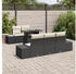 vidaXL 6-teiliges Garten-Sofa-Set mit Kissen Schwarz Poly-Rattan Rechteckiger Tisch Außensitzmöbel Terrassenstühle Abschnitt für Essen Stauraum (3357830)