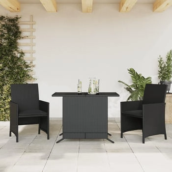 vidaXL 3-tlg. Bistro-Set mit Kissen Hellgrau Poly Rattan (365122)
