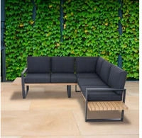 Siena Garden Gartensofa "BARI" Aluminium, teaklook, inkl. Kissen, Dining-Set 2-teilig