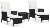 vidaXL 3-tlg. Garten-Lounge-Set mit Kissen Poly Rattan Grau