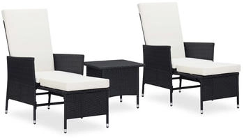 vidaXL Gartenm&ouml;bel 3-TLG. mit Auflagen Sitzgruppe Gartenset Lounge Sitzgarnitur Gartengarnitur Sessel Beistelltisch Poly Rattan Grau (3059373)