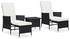 vidaXL Gartenmöbel 3-TLG. mit Auflagen Sitzgruppe Gartenset Lounge Sitzgarnitur Gartengarnitur Sessel Beistelltisch Poly Rattan Grau (3059373)