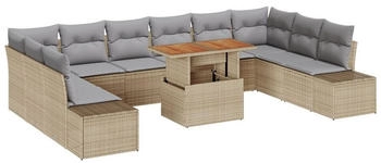 vidaXL Garten-Sofaset Set von 11 Grau Rattan Outdoor-Essbereich (3350014)