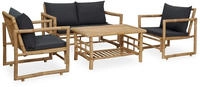 vidaXL 4-tlg. Garten-Lounge-Set mit Auflagen Bambus