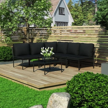 vidaXL 6-tlg. Garten-Lounge-Set mit Auflagen Schwarz PVC [ : ] (48591)