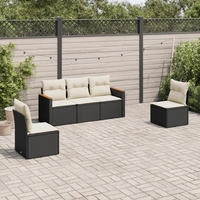 vidaXL 6-tlg. Garten-Sofagarnitur mit Kissen Grau Poly Rattan