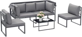 Outsunny Gartenmöbel Set mit 3er Sofa 2 Sesseln 4-tlg. grau