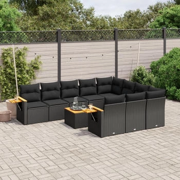 vidaXL Gartenlounge-Set 11-tlg. Garten-Sofagarnitur mit Kissen Beige Poly Rattan, ( -tlg), Beige (3227186)