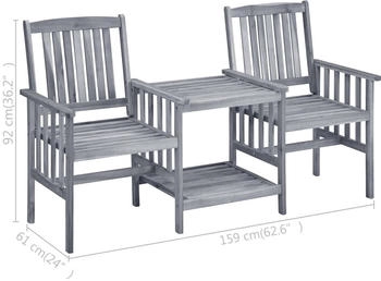 vidaXL Akazienholz Massiv Gartenst&uuml;hle mit Teetisch (3061315)