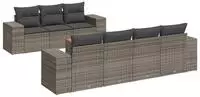 vidaXL 8-tlg. Garten-Sofagarnitur mit Kissen Grau Poly Rattan