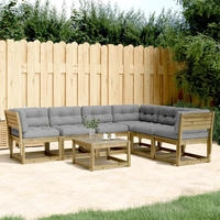 vidaXL 6-tlg. Garten-Sofagarnitur mit Kissen Wei&szlig; Massivholz Kiefer