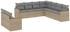 vidaXL Gartenlounge-Set, 10-tlg. Garten-Sofagarnitur mit Kissen Beige Poly Rattan (3258509)